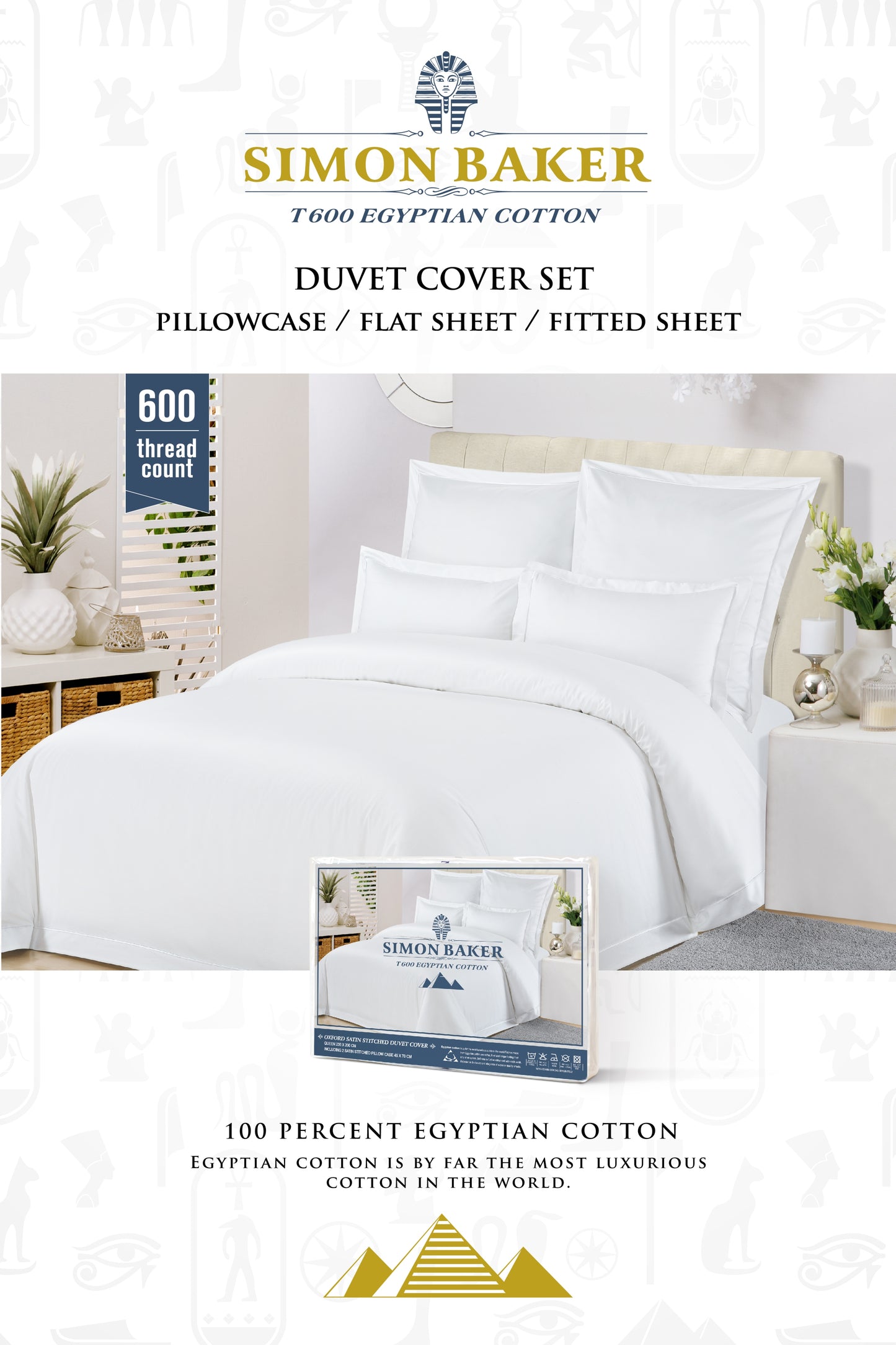 600TC Egyptian Cotton Flat Sheet- Simon Baker