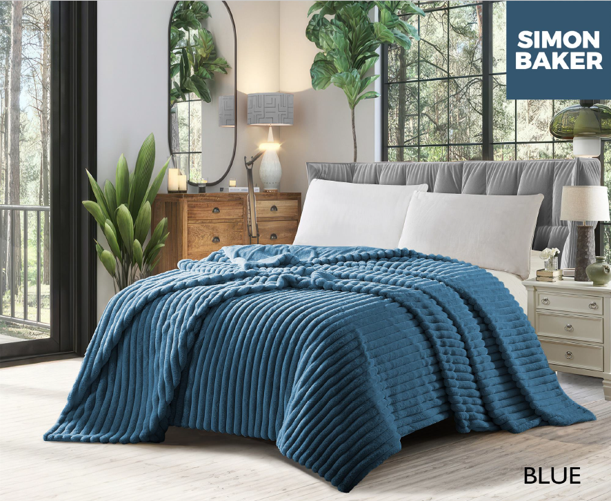 Ribbed Faux Fur Blanket-Simon Baker