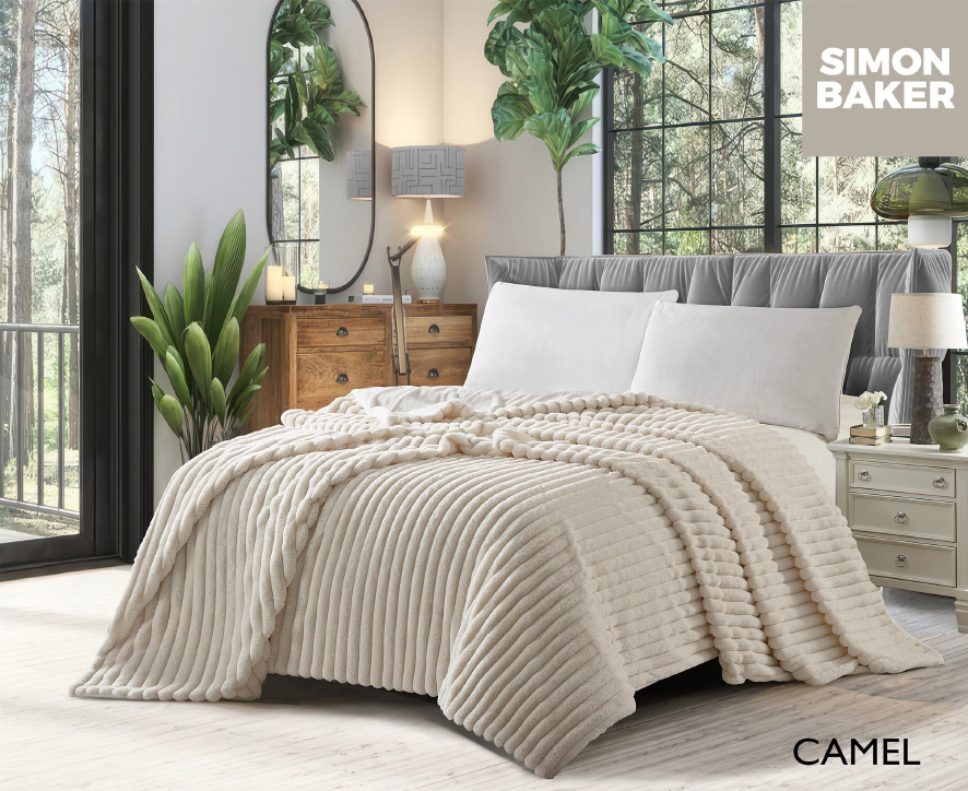 Ribbed Faux Fur Blanket-Simon Baker