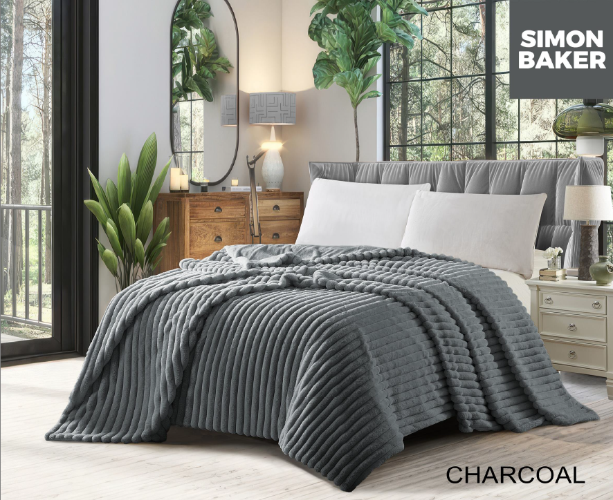 Ribbed Faux Fur Blanket-Simon Baker
