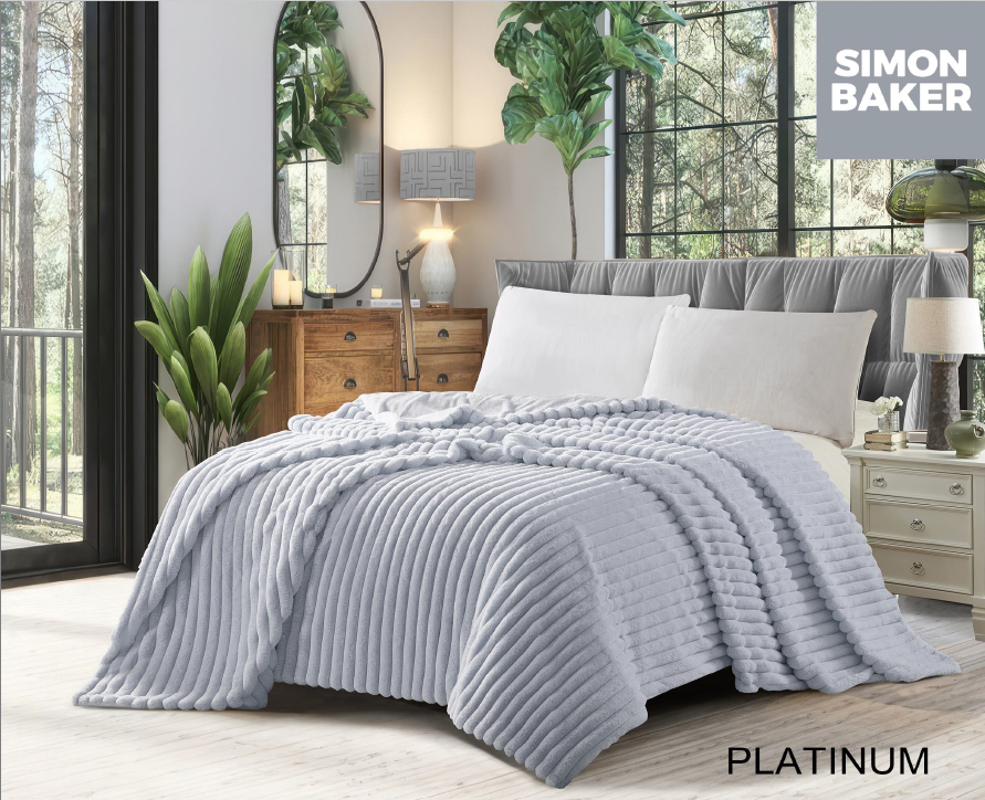 Ribbed Faux Fur Blanket-Simon Baker